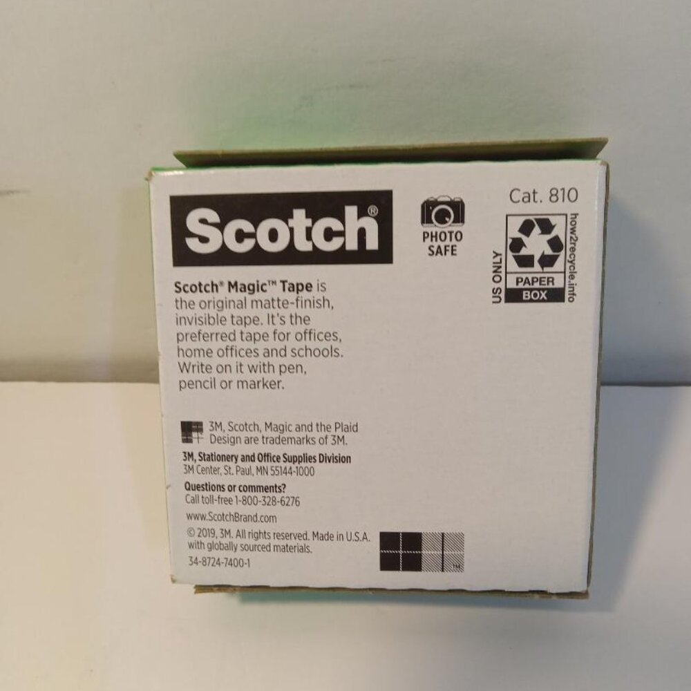 Scotch 3M Magic Tape 1 Rolls 3/4" x 800" Matte Photo Safe 100's Of Uses New - Picture 2 of 4